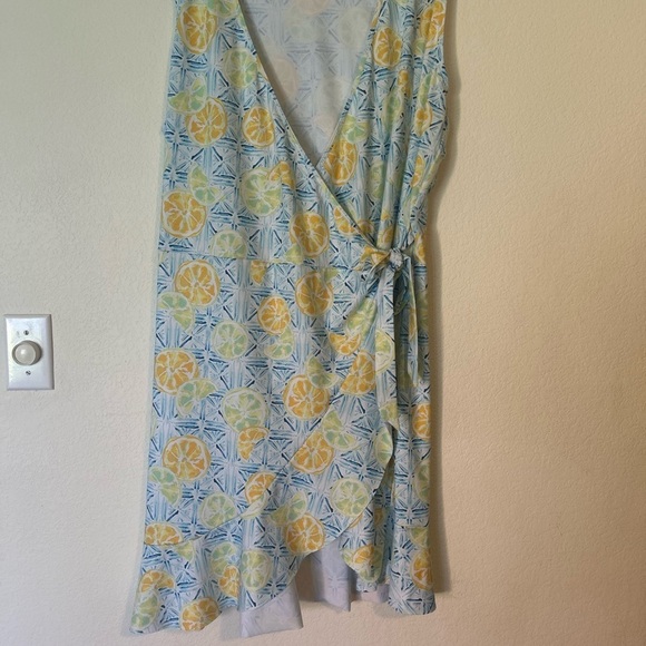 LANDS' END Large Ruffle Hem Cover-up Wrap Dress UPF 50 - Picture 2 of 8